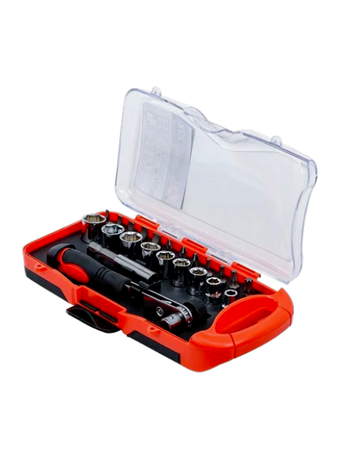 Steckschlüssel Satz 1/4" mit Bitknarre 23 teilig